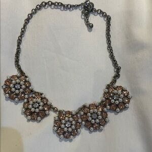 Stella & Dot Brown and Silver Floral Statement Necklace